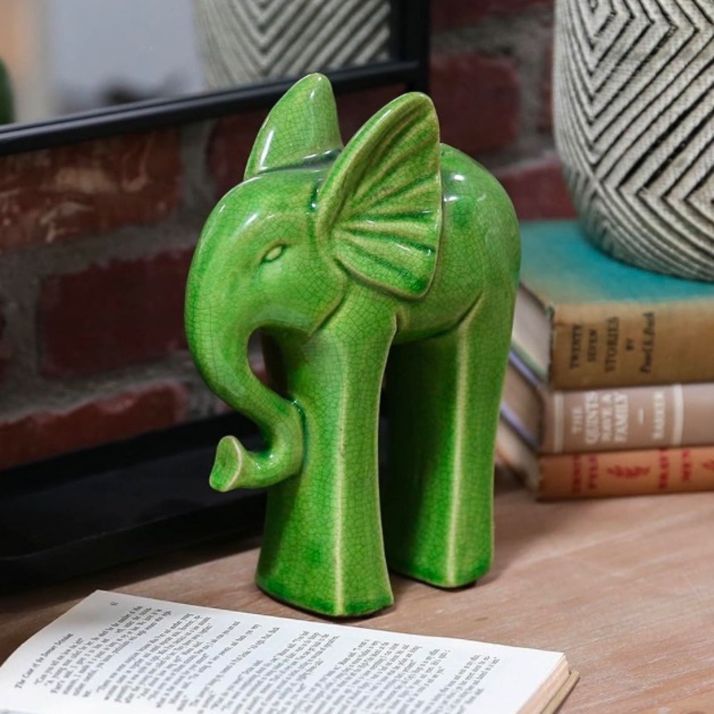 Urban Trends Ceramic Standing Elephant Figurine with Long Legs